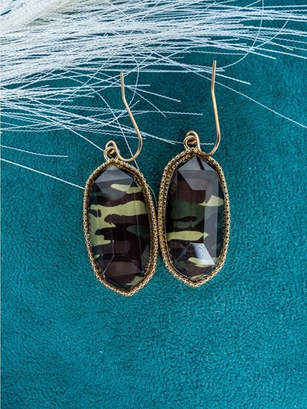Camo Goldtone Earrings